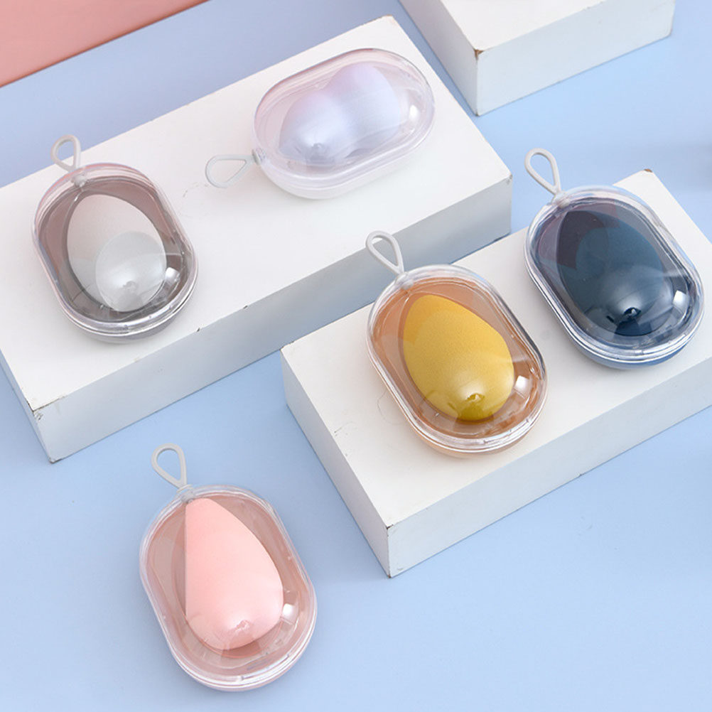 Beauty Makeup Box - 4個入りのおしゃれなメイクアップエッグ収納ボックス、小型軽量パウダーパフホルダー、旅行、自宅、オフィス用、スポンジを清潔に保ち、健康的な美しさを保ちます。