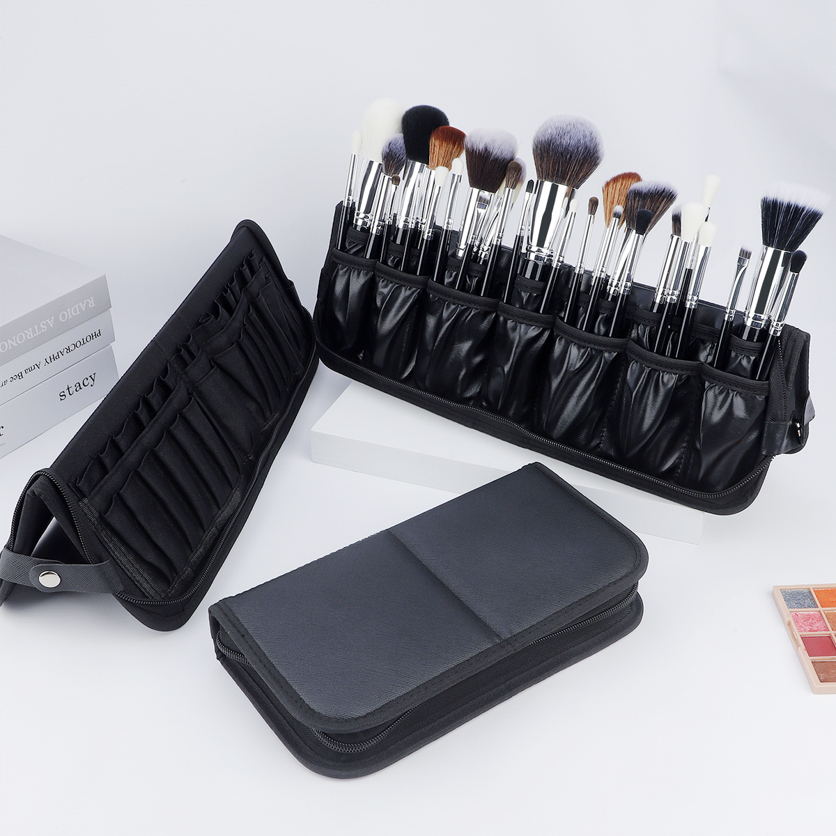 Beauty Preservation Makeup Bag - 29 穴メイクブラシオーガナイザーバッグ大容量ポータブルメイクアップブラシホルダー折りたたみキャンバス化粧品バッグアーティスト保存袋