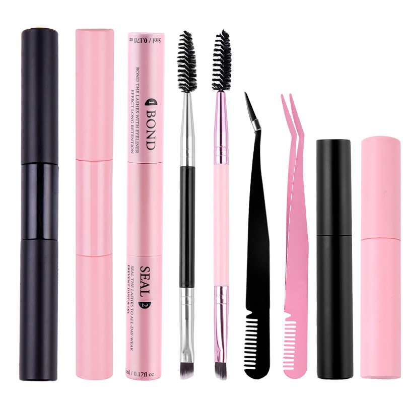 Waterproof Mascara Wand - 両端が使えるまつげ接着剤＆シーラー DIYまつげ束用 長持ち防水マスカラワンド つけまつげ用接着剤 メイクアップツール