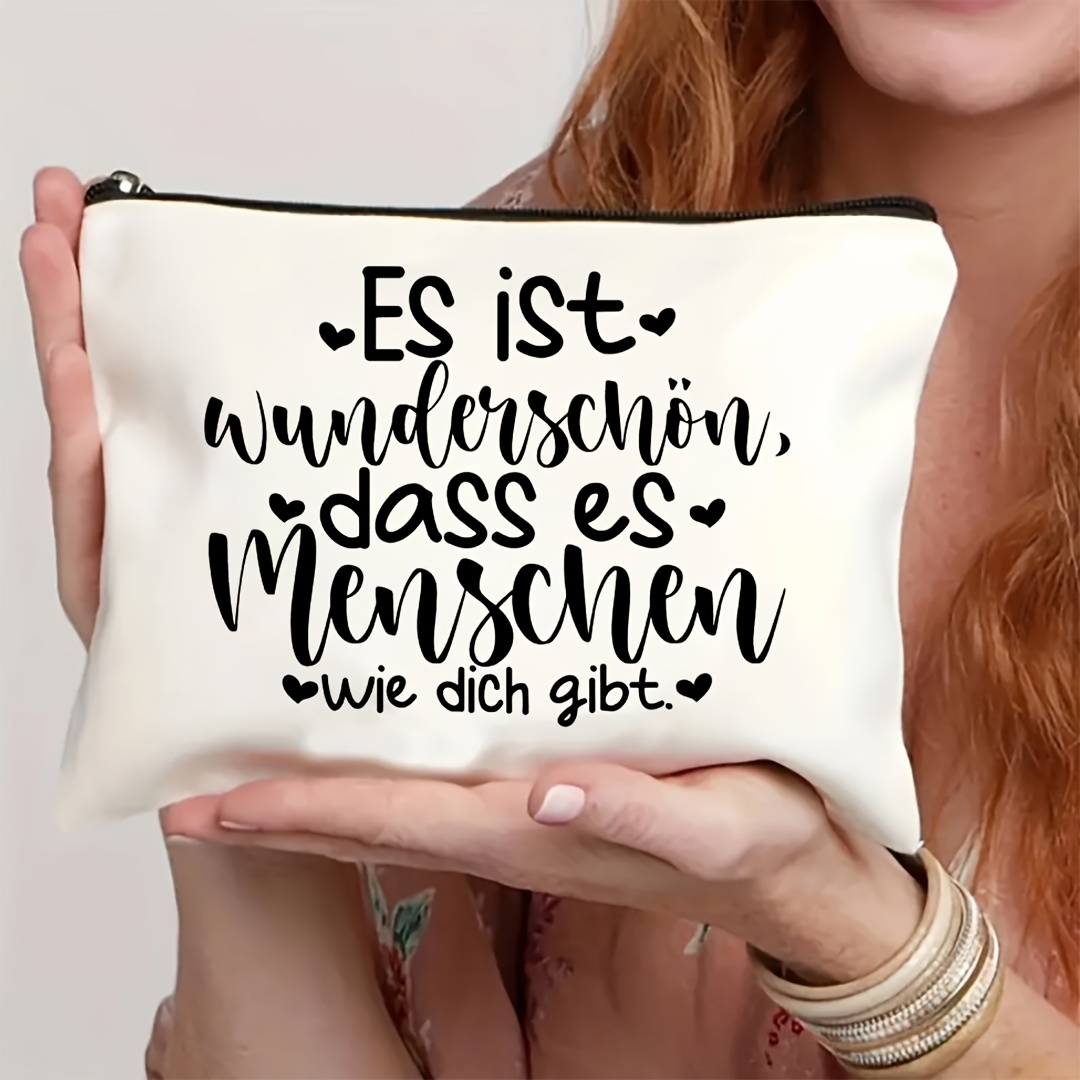 Makeup Is Beauty Quotes - 1個入り「熱い」あなたのような人を一人近くにいることをとても美しいと感じる」「ドイツの感動的な引用句」メイクアップバッグ、化粧品収納バッグ