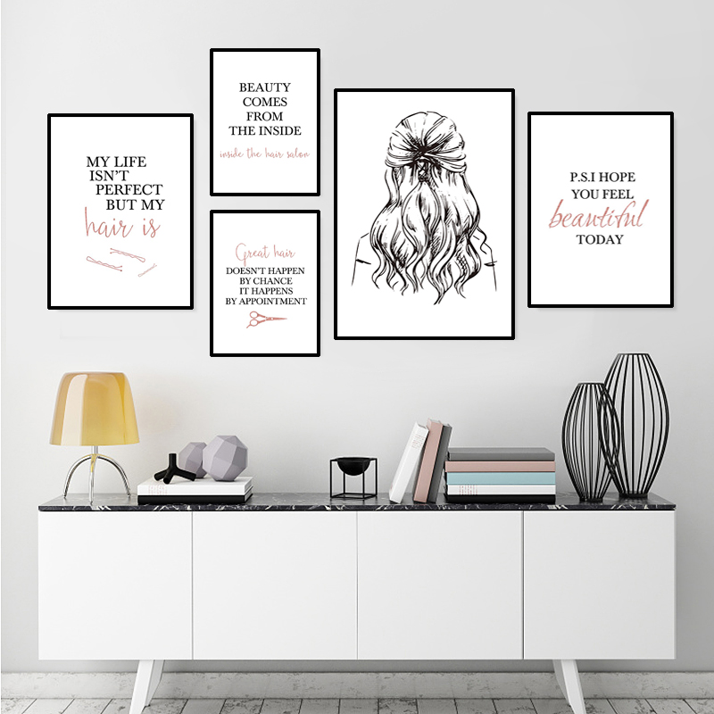 Makeup Is Beauty Quotes - 理髪店引用アートポスター髪型壁絵美容キャンバス絵画メイク家の装飾ヘアサロン画像プリント