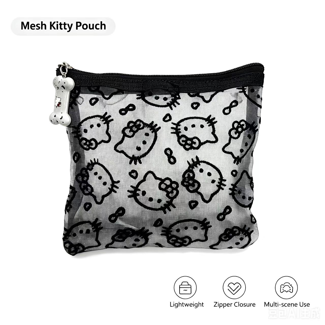 Beauty Preservation Makeup Bag - メッシュ化粧品バッグ透明ジッパーポーチ漫画プリントポータブルミニ収納袋旅行メイクオーガナイザー小さな財布