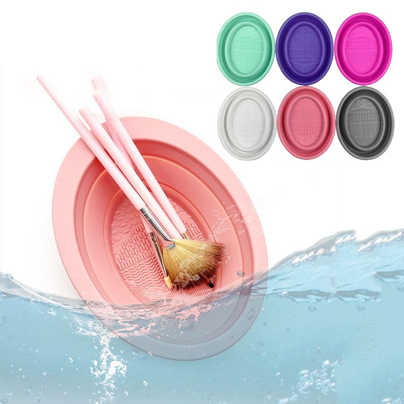 Beauty Makeup Box - ソフトシリコンメイクブラシクリーナー折りたたみパウダーパフクリーニングボウルアイシャドウブラシ洗浄クリーンマット美容ツールスクラバーボックス
