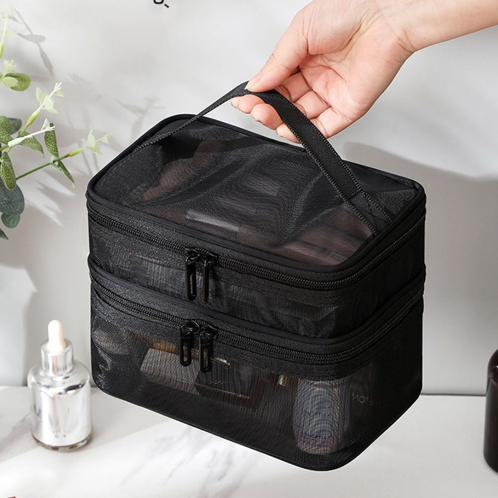ファッション透明メッシュ旅行化粧品バッグ収納大容量メイクアッ - Beauty Preservation Makeup Bag のレビューと価格