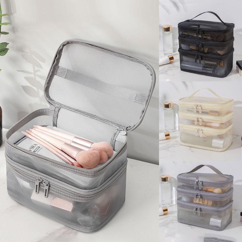 ファッション透明メッシュ旅行化粧品バッグ収納大容量メイクアッ - Beauty Preservation Makeup Bag のレビューと価格