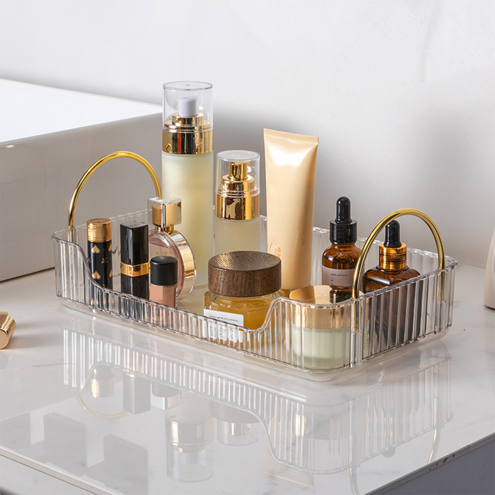 バスルームオーガナイザーラックライト高級アクリル収納ホルダー - Beauty Makeup Box のレビューと価格
