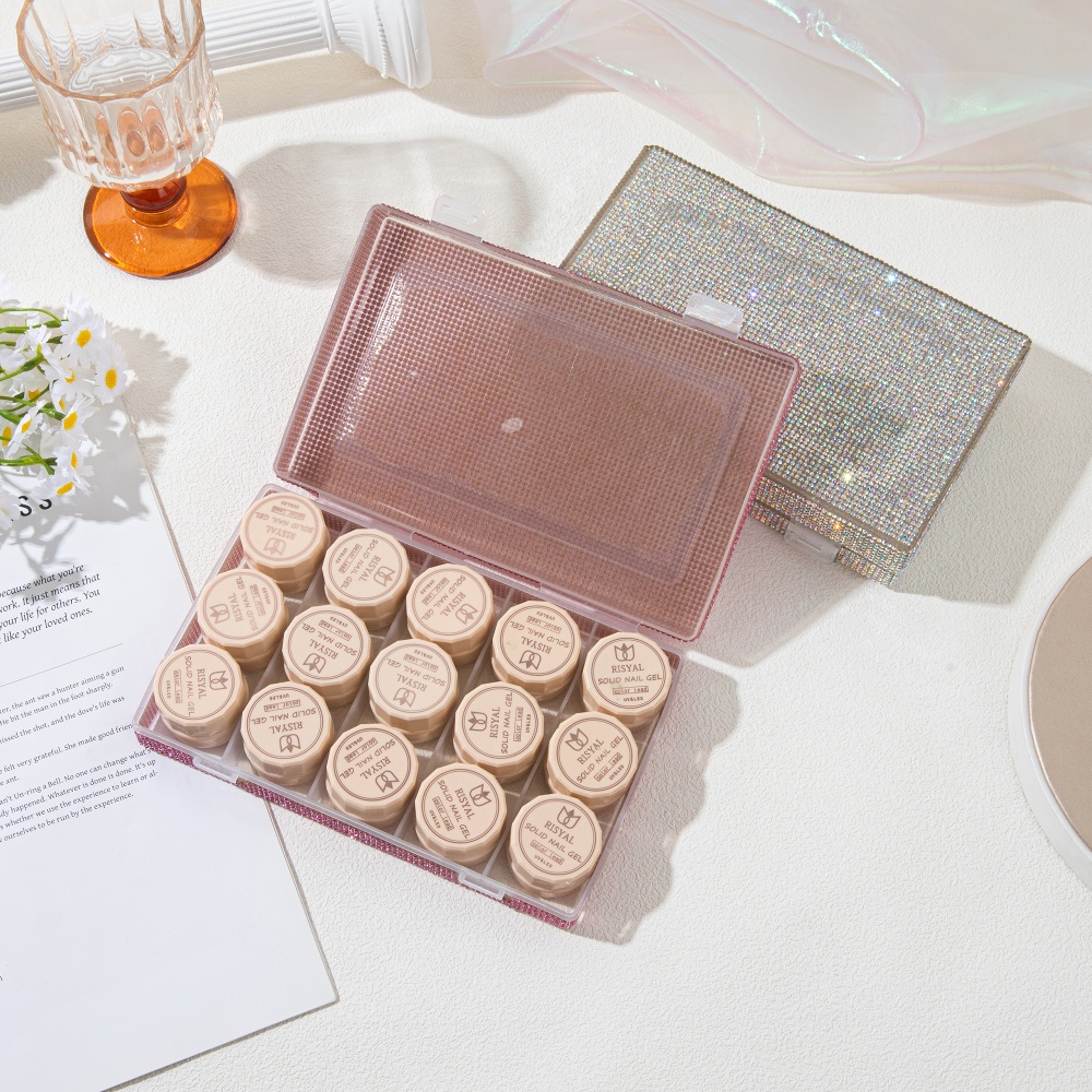 豪華な光沢のあるラインストーン収納ボックス、ネイルジェルポリ - Beauty Makeup Box のレビューと価格