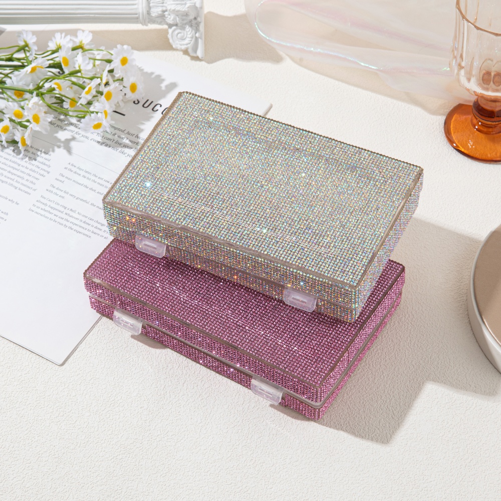 豪華な光沢のあるラインストーン収納ボックス、ネイルジェルポリ - Beauty Makeup Box のレビューと価格
