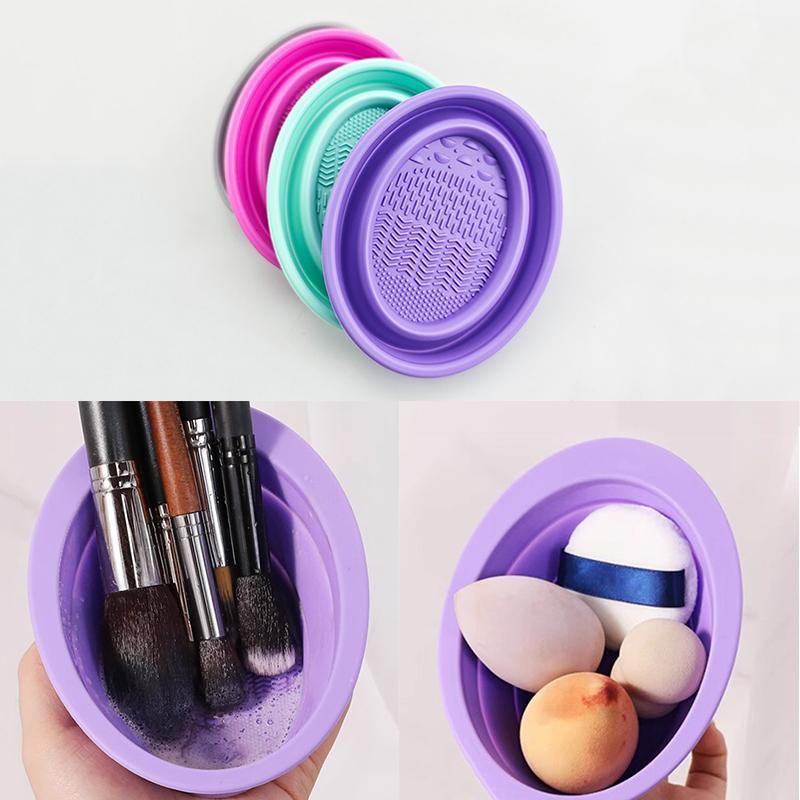 ソフトシリコーン化粧ブラシクリーナー折りたたみパウダーパフク - Beauty Makeup Box のレビューと価格