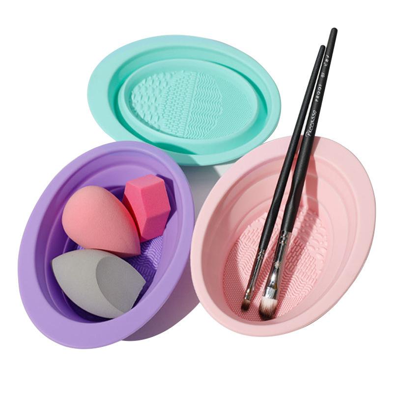 ソフトシリコーン化粧ブラシクリーナー折りたたみパウダーパフク - Beauty Makeup Box のレビューと価格