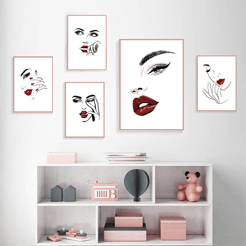 北欧ファッションメイクポスタープリント現代セクシーな美容女性 - Makeup Is Beauty Quotes のレビューと価格