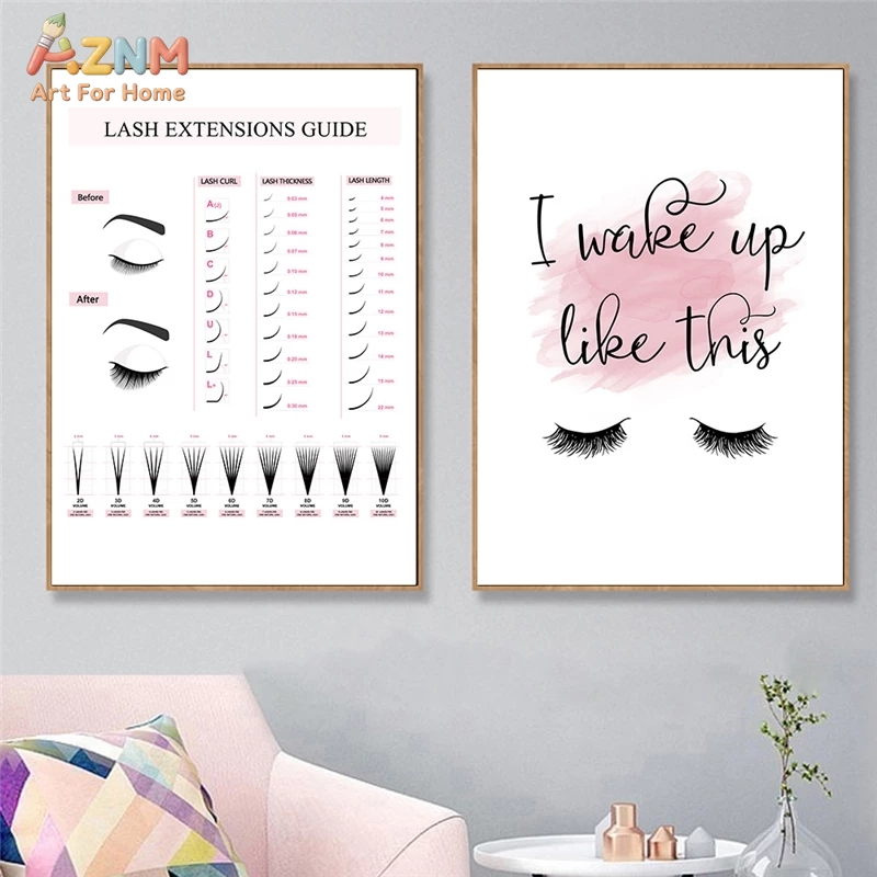 AZNM ラッシュエクステンションガイド キャンバスウォール - Makeup Is Beauty Quotes のレビューと価格