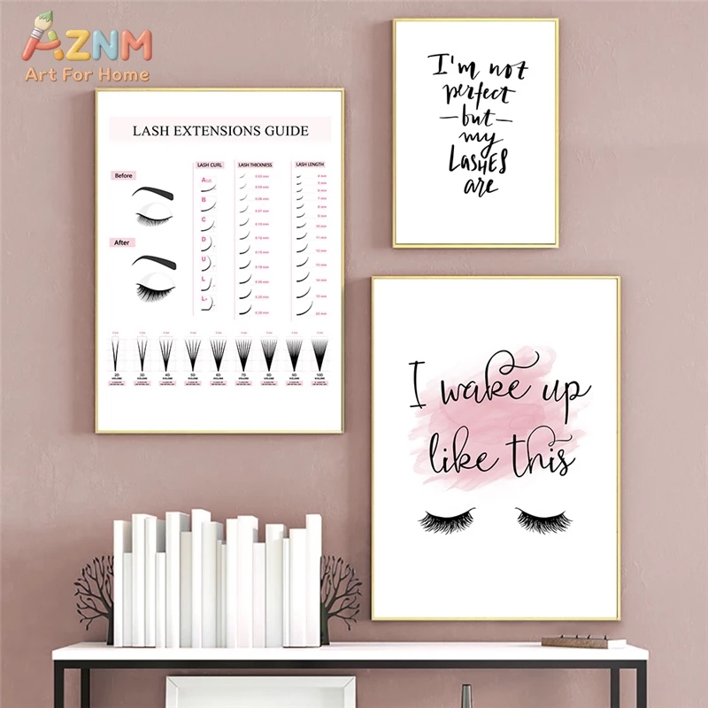 AZNM ラッシュエクステンションガイド キャンバスウォール - Makeup Is Beauty Quotes のレビューと価格