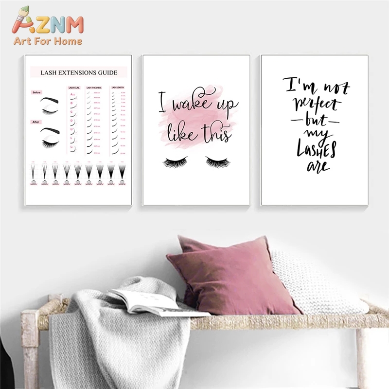 AZNM ラッシュエクステンションガイド キャンバスウォール - Makeup Is Beauty Quotes のレビューと価格