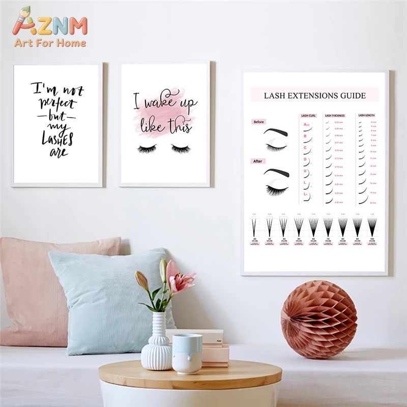 AZNM ラッシュエクステンションガイド キャンバスウォール - Makeup Is Beauty Quotes のレビューと価格