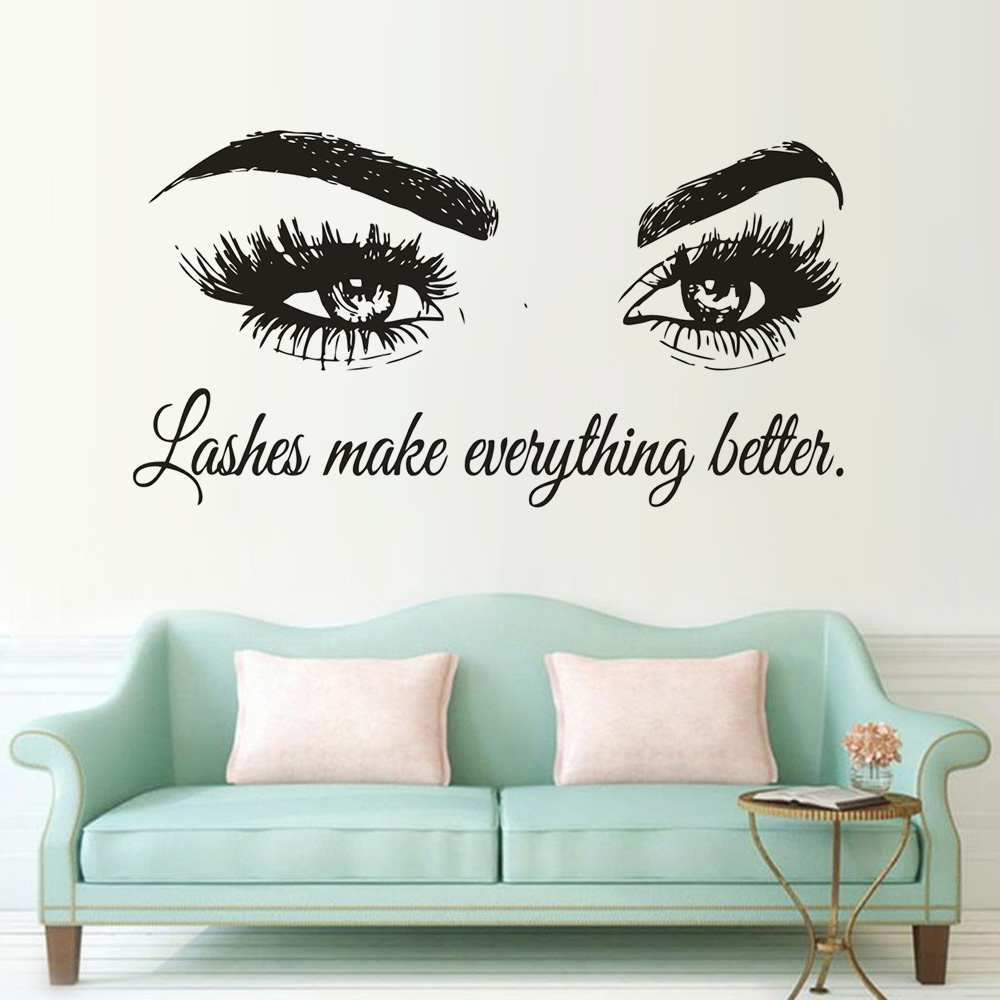 まつげビニール壁デカール美容サロン引用まつげすべてが引用ウォ - Makeup Is Beauty Quotes のレビューと価格