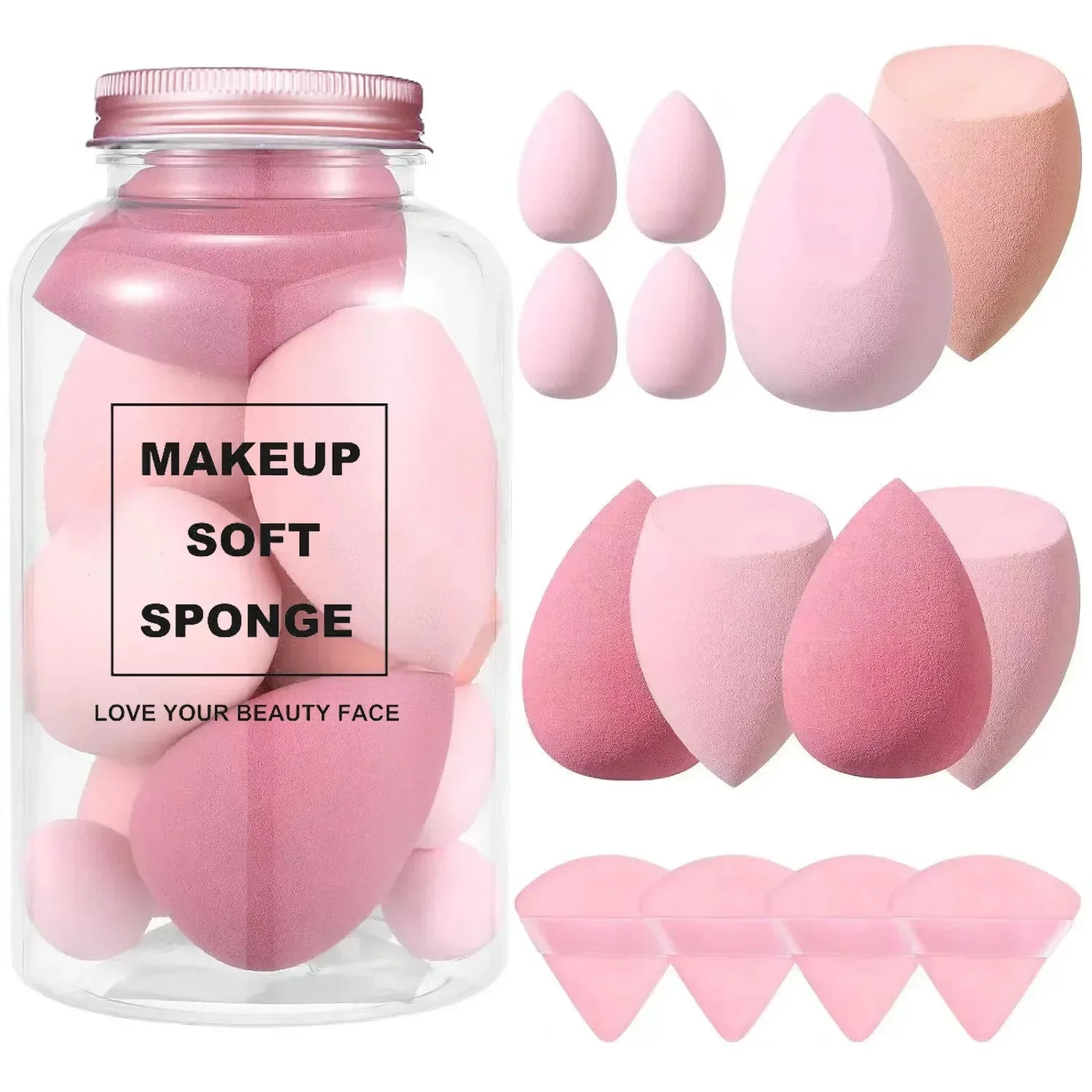 12/14 個メイクスポンジブレンダー美容卵収納ボトル化粧パ - Beauty Makeup Egg のレビューと価格
