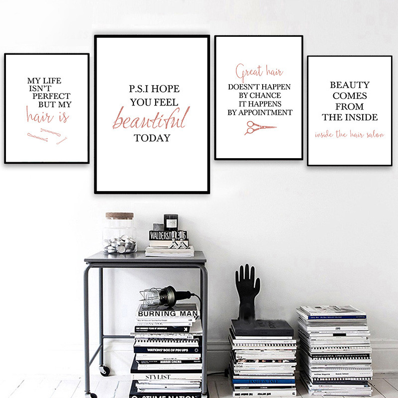 理髪店引用アートポスター髪型壁絵美容キャンバス絵画メイク家の - Makeup Is Beauty Quotes のレビューと価格