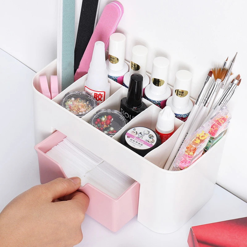 ネイルアートオーガナイザーデスクトップ引き出し化粧品収納ボッ - Beauty Makeup Box のレビューと価格