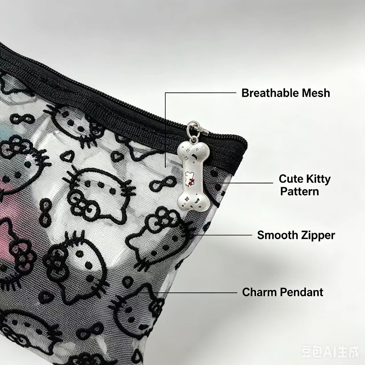 メッシュ化粧品バッグ透明ジッパーポーチ漫画プリントポータブル - Beauty Preservation Makeup Bag のレビューと価格